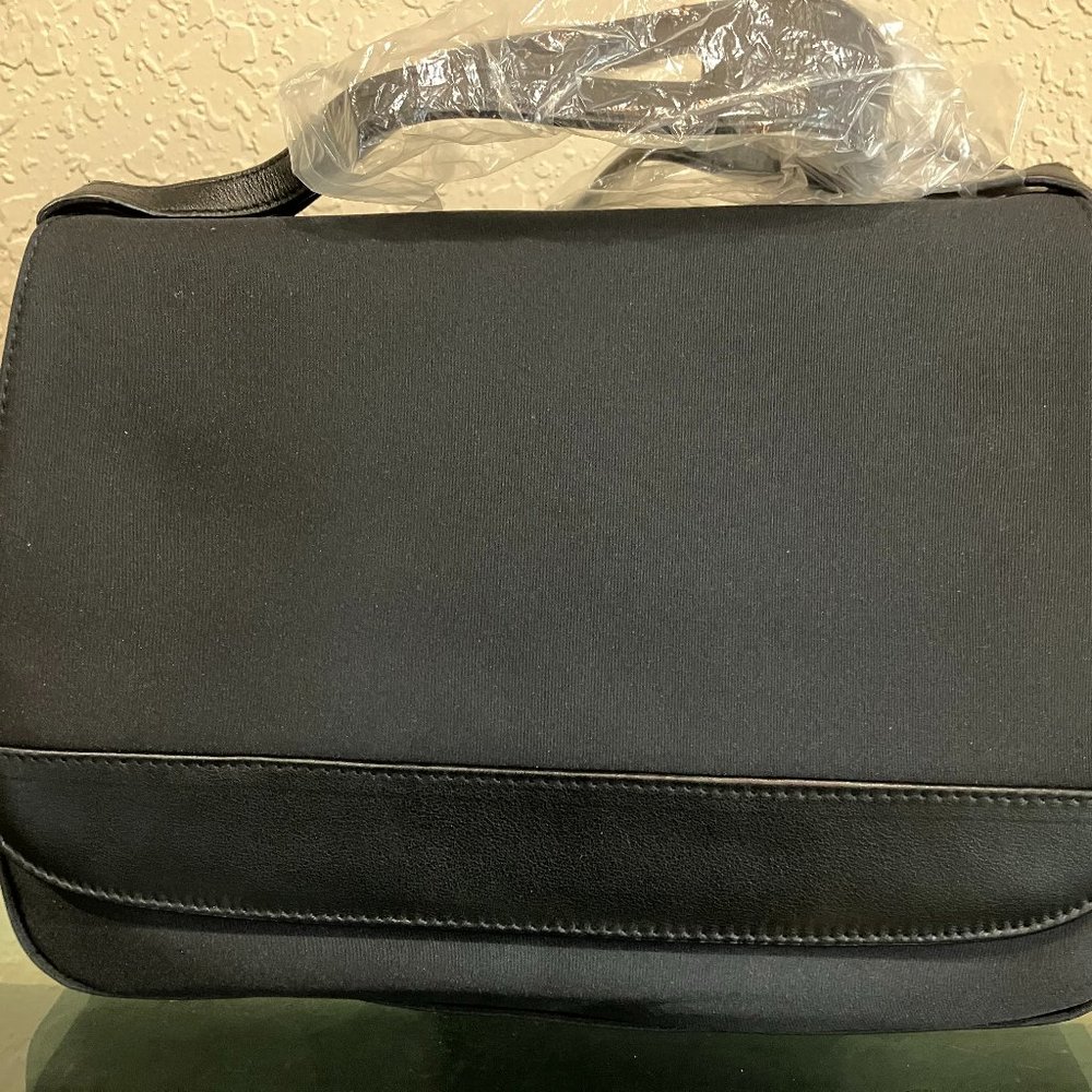 Black Nylon Bag with Leather Trim